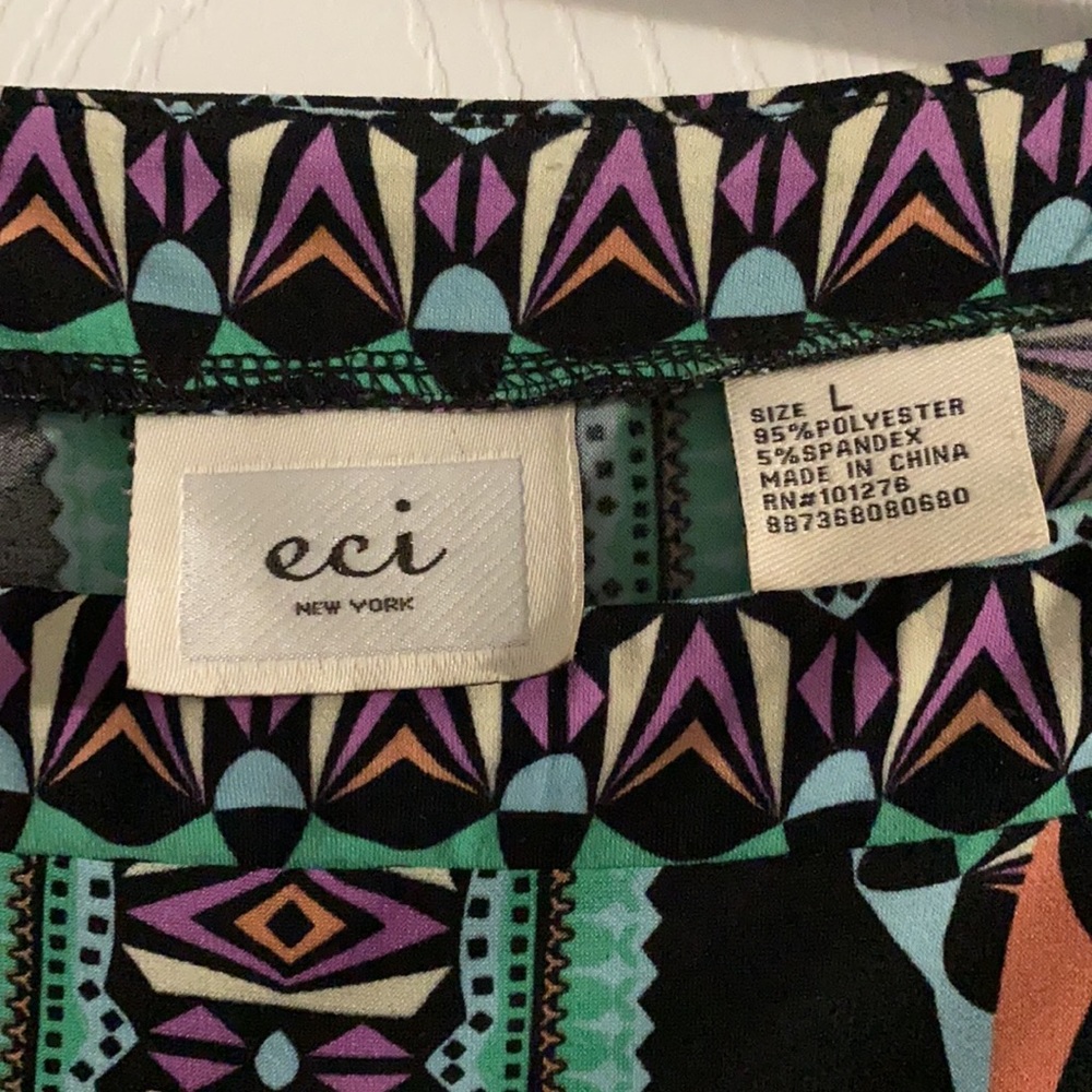 ECI Multi-color Print Shift Short Casual Dress-L - Picture 3 of 4